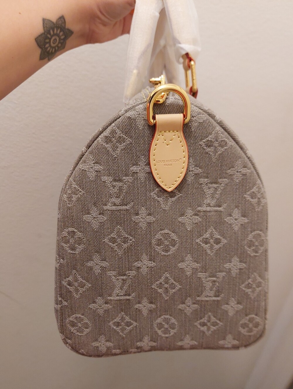 Source Unknown Beige Monogram Canvas Satchel with Gold Hardware - Picture 9 of 15